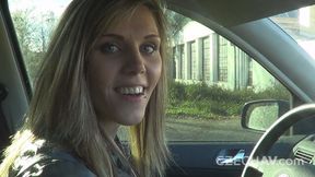 Beautiful lady with nice small tits jumps on a huge dick