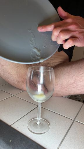 Dildo riding cum drink