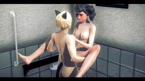 Animated Asian beauty enjoys fucked and creampied in uncensored 3D Japanese toilet scene