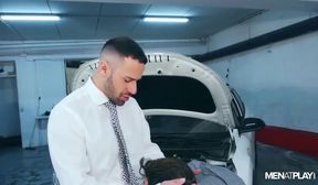 MEN At PLAY Dario Beck Bottoms For Gustavo Cruz In Suited Car Mechanic