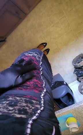 Making a morning cup in hot lingerie