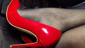 I pump car pedals wearing stiletto heels on my feet and pantyhose stockings on my legs (3)