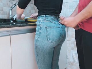 Cumming On my Maid's Booty with Gym Garments whilst that babe was Washing Dishes (FREE USE/COMPILATION))