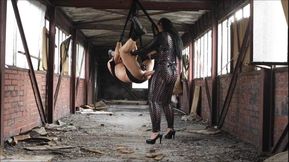 My suspended strapon slave