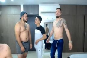 bunch Of killer Latinos Jerking And drilling A dude