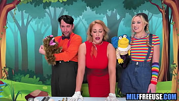 Blonde MILF &amp_ teen free used on Sesame Street movie set