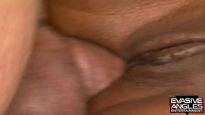 EVASIVE ANGLES She takes a big cock in her booty like its nothing, so putting out for this white dude who thinks he'_s hung is not only no issue for Honey Bee, but it also feels incredibly good!