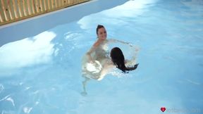 LESBEA - Lilly Bella Dives In The Pool And Starts To Finger Leanne Lace's Tight Pussy Under Water