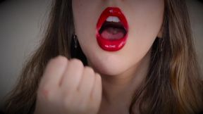 Red Glossy Lips Seduction
