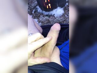 Cumming & Pissing Into the Campfire
