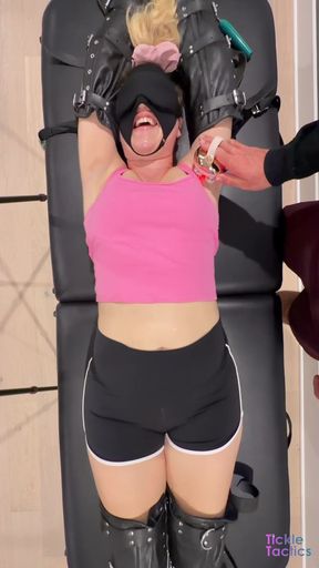 Submissive girlfriend gets tickled while gagged