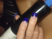 Blonde milf gets fucked by all her toys and squirts multiple times