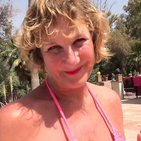 AuntJudysXXX - Horny Mature Cougar Mrs. Molly Sucks Your Cock by the Pool (POV)