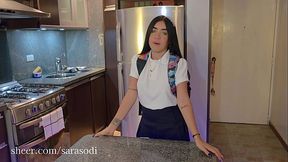 My stepdaughter comes home late because she'_s with her classmates, but she has no choice but to pay her punishment with sex