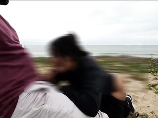Anal day at the beach with nasty voyeurs