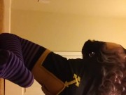 Sexy Nun plays with Demon size toy