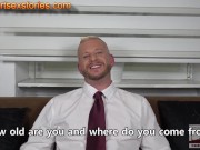 Sexy stud gets interviewed for gay porn and gets fucked by producer