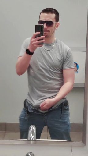 Young Self Ball Buster Busts His Nuts in Walmart Bathroom