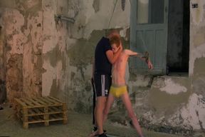 BDSM twink whipped, tied up and milked to the end