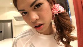 Asian ladyboy teen football uniform anal