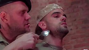 Scott Carter And Damien Crosse In Hairy Brown-haired Solider Face Fuck