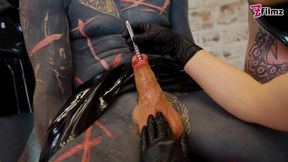 Three Cruel Latex Goddesses Destroy Tattooed Slave with Deep Sounding &amp; Urethral Fingering