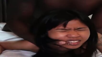 Tiny Asian girl gets wrecked by big black cock