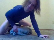 Horny Naked Transgal Slut Fucks Blanket; Facing Camera & Pre-HRT
