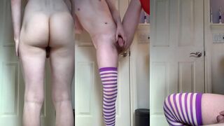 Chester Main's Tights Taunt: Rough and wild handjob, cumshot, and foot fetish