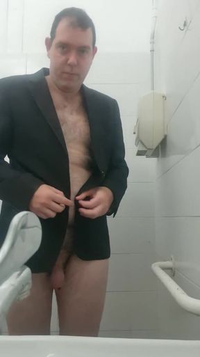 completely naked with an elegant jacket