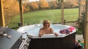 Pink inflatable fun! In hot tub!