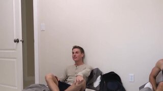 A hung DILF and his stepson are double-teaming a gay lad