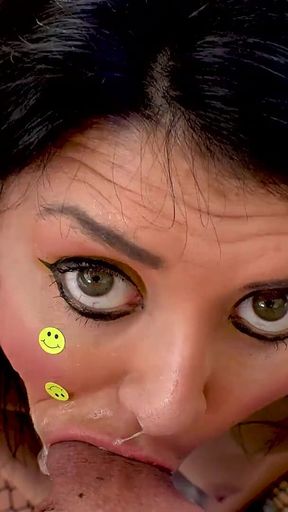 Hot latita Leda Lotharia POV deepthroat blowjob and cum swallow