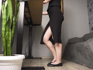 Secretary Legs Worship In Lengthy Office Petticoat