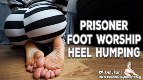 Foot worship prisoner MILF barefoot heel humping wrinkled soles big feet