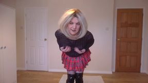 Miniskirt, boots, fishnets and no panties