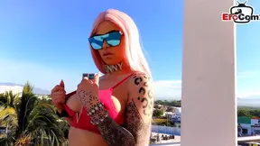 Fiery Pink-Haired Techno Latina Gets Fucked Outside by German Stud