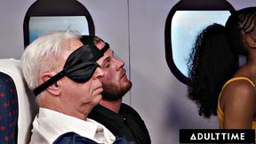 ADULT TIME - Olivia Jay Flashes Tits & Fingers Pussy On Plane! Gets Caught & Fucked By Seatmate