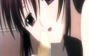 Anime cutie getting jizzload on her face