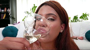 Latina ass goddess Bianca Dantas takes hard pounding and drinks tea from