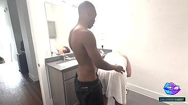 Quick fuck while getting ready - bathroom quickie