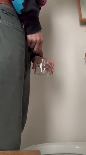 Amateur twink pisses on himself