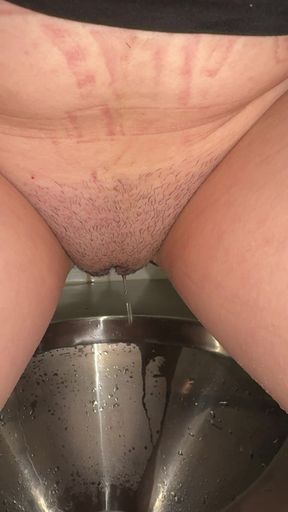 Compilation Dirty Used Panties & Public Pissing - Showing Soaked Panty Liner Close up
