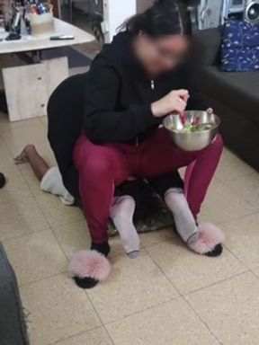 Eating while you are crushed under my ass