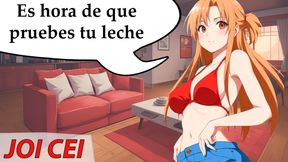 Spanish Asuna's Sissy Training: Swallowing Her Own Milk
