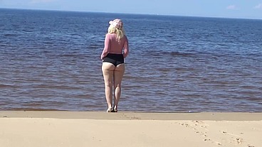 Naughty bitch in beach