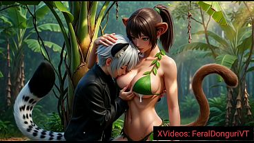 Donguri Breastfeeding From a Wild Anime Monkey Milf in Japanese Jungle - Hentai A.I.