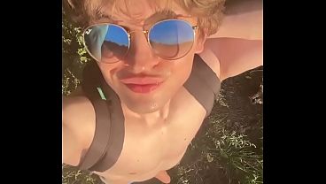Risky Masturbation In The Woods Ends With A Powerful Cumshot