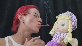 SMOKER GODDESS HUMILIATES A DOLL – FACE SMOKE & ROUGH PLAY
