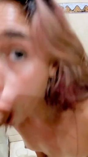 Drinking Pee Yellow and Cum Swallow - Bathroom